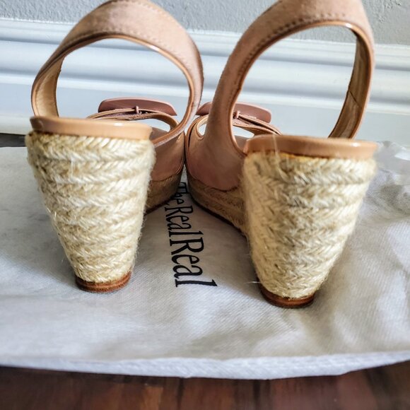 ROGER VIVIER Dusty Rose Suede Espadrille Slingback Buckle Wedge Sandals Sz 36 - Picture 6 of 9